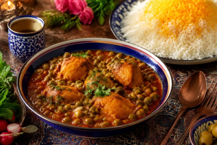 طرز تهیه خورشت نخود فرنگی با مرغ؛ ساده، سریع و خوش‌طعم