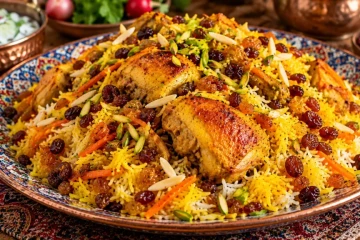 کشمش پلو شیرازی غذای ایرانی خوش‌رنگ و خوش‌عطر + طرز تهیه